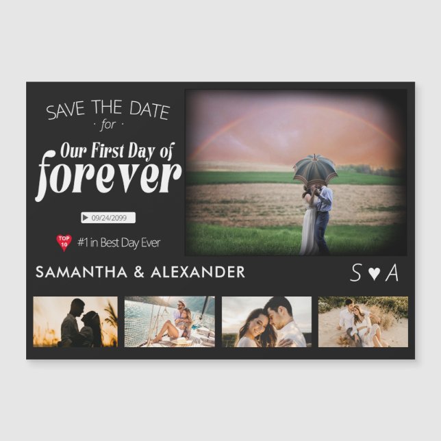 Convite Forever Movie Poster 5 Foto Casamento Salve a Data (Frente)