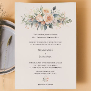 Convite Formal De Casamento De Flor De Pêssego