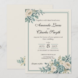 Convite Formal de Casamento Floral Claro
