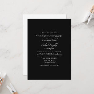 Convite Formal de Casamento Preto para Pais em um 