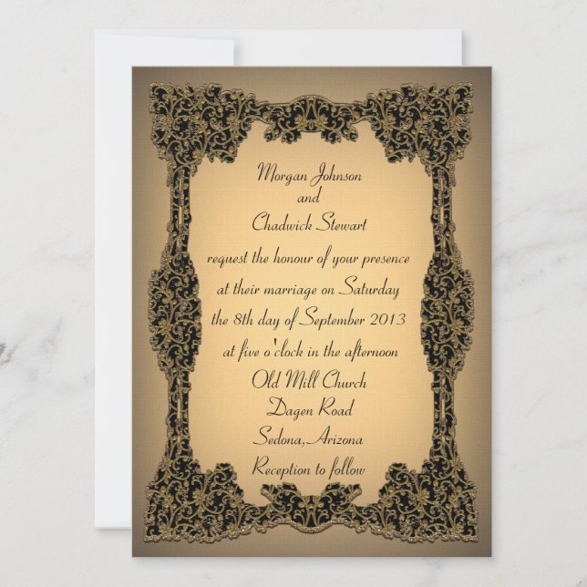 Convite Formal de Casamento Zachée 5,5" x 7,5" (Frente)
