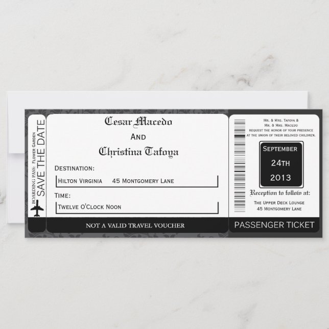 Convite Formal De Embarque De Cinza Negra (Frente)