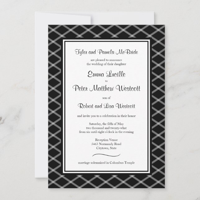 Convite Formal de Recepção Black Art Deco somente  (Frente)