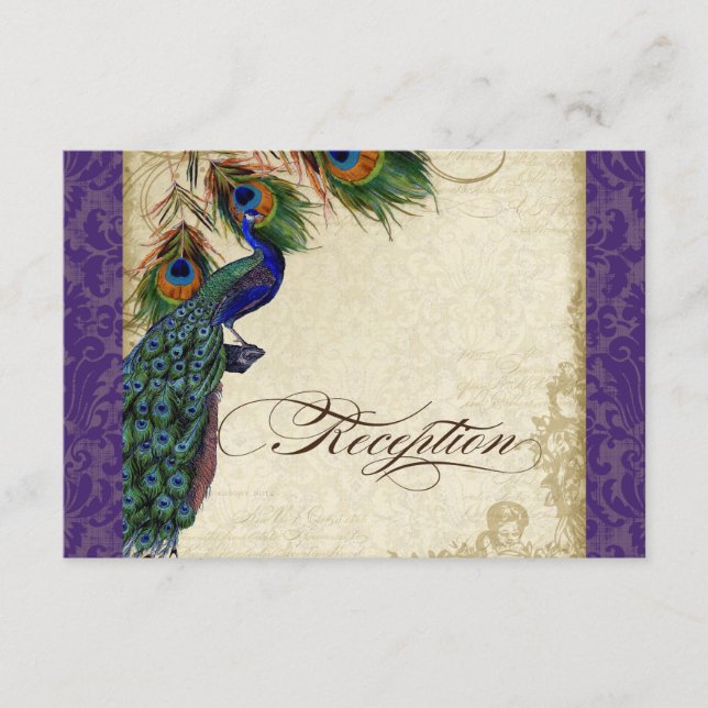 Convite Formal de Recepção com Pavão e Pena Roxo (Frente)