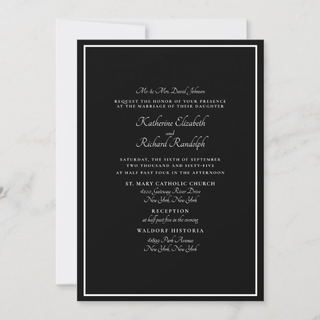 Convite Formal dos Pais da Noiva para Casamento Pr (Frente)