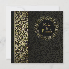 Convite Formal Dourado Elegante Negra