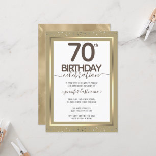 Convite formal Dourado para 70 Birthday