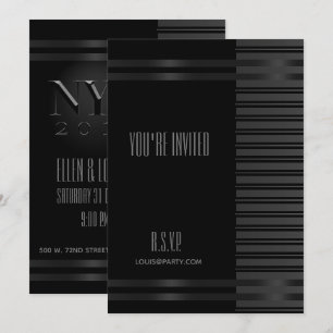 Convite Formal Elegante de Listra de Smoking Preto