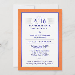 Convite Formal Laranja e Azul para 2016