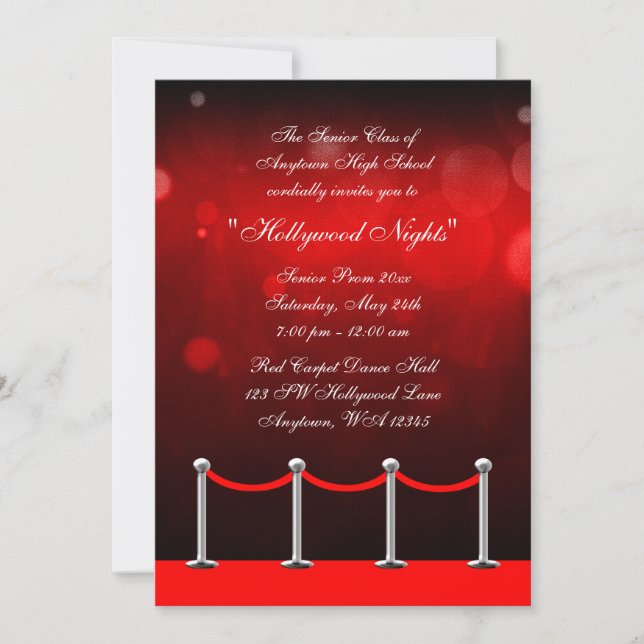 Convite Formal para Baile de Gala no Tapete Vermel (Frente)