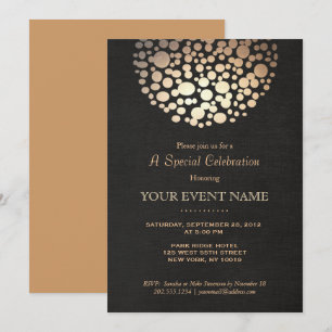 Convite Formal Preto com Círculo Esfera de Ouro El