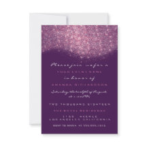 Convite Formal Rosa Rosa Glitter Violeta Roxo