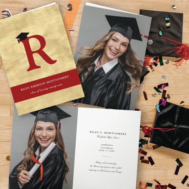 Convite Formando de Fotografia Moderna do Alphabet R Gold  (Criador carregado)