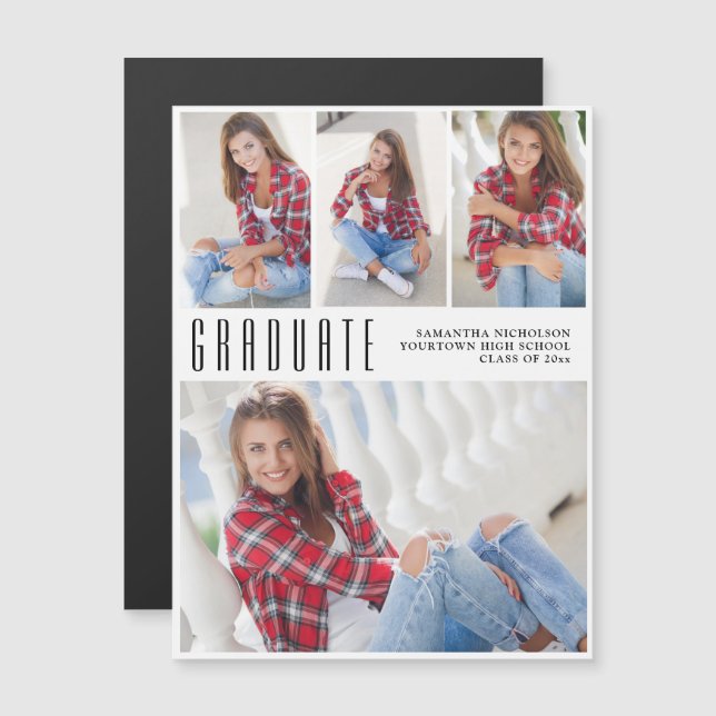 Convite Formandos branco 4 Foto (Frente/Verso)