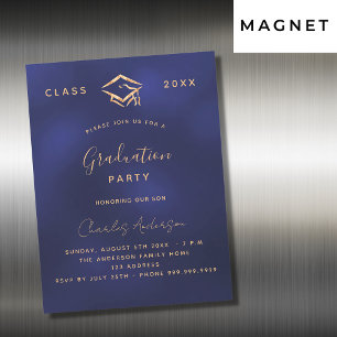 Convite Formatura azul marinho dourado simples luxuoso 202