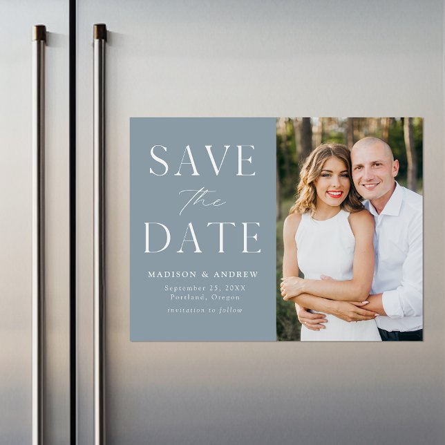 Convite Foto Azul e Elegante Moderno Salva a Data (Criador carregado)