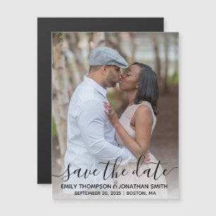 Convite Foto: Casamento Salve os Magnetos de Data em Preto