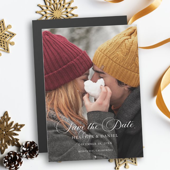 Convite Foto Clássica de Caligrafia Salva a Data (Criador carregado)