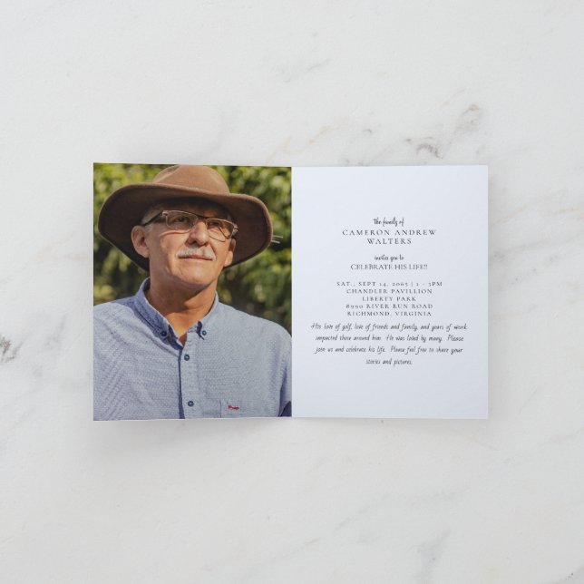 Convite Foto da Cinza Azul da Celebração da Vida Dobrada (Interior)