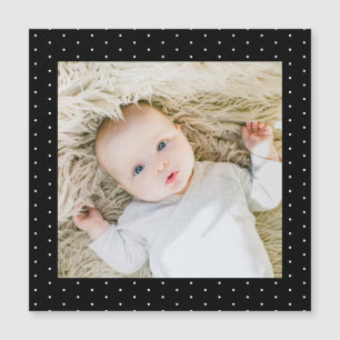 Convite Foto de Bebê Preto e Branco Pontinhos