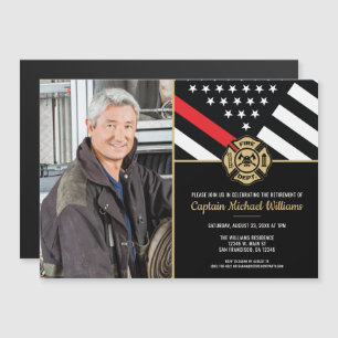 Convite Foto de Bombeiro Bandeira Linha Vermelha Aposentad