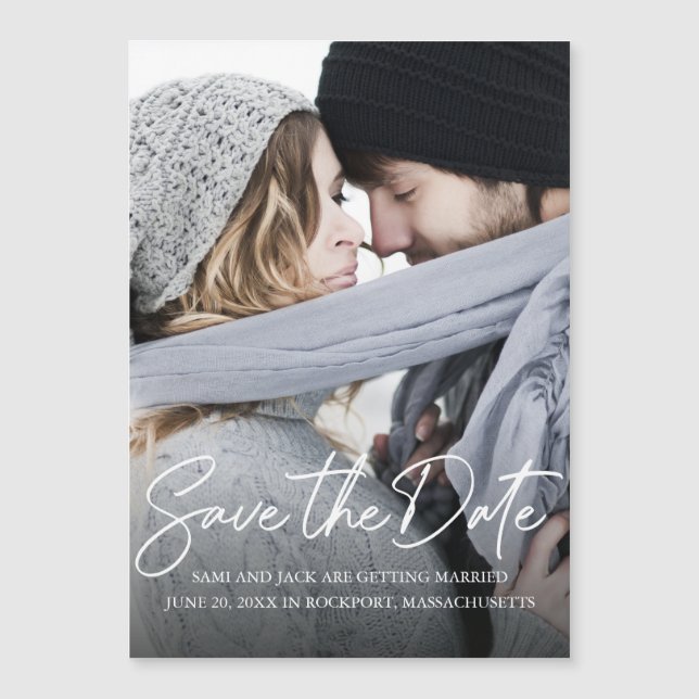 Convite Foto De Caligrafia Branca Moderna Manuscrita Salva (Frente)