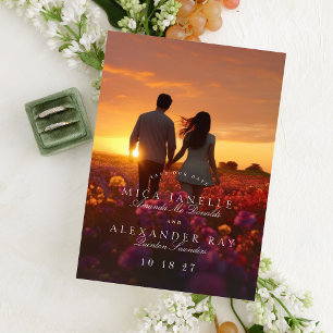 Convite Foto de caligrafia clássica formal Salvar a data