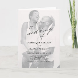 Convite Foto de Caligrafia Elegante Casamento Moderno
