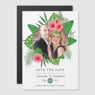 Convite Foto de casamento Aloha Luau Tropical em aquarela