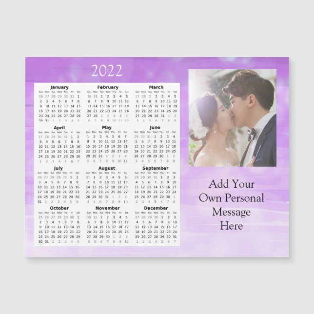 Convite Foto de Casamento Calendário Miniatura Magnético 2 (Frente)