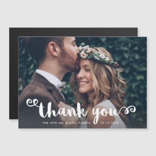 Convite Foto de Casamento Caprichosa   Obrigado em Letra B