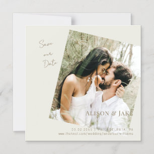 Convite Foto de Casamento Creme Salve nossa Data Texto Dou