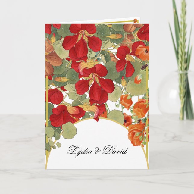 Convite Foto de Casamento Elegante Script Floral Autumn (Frente)