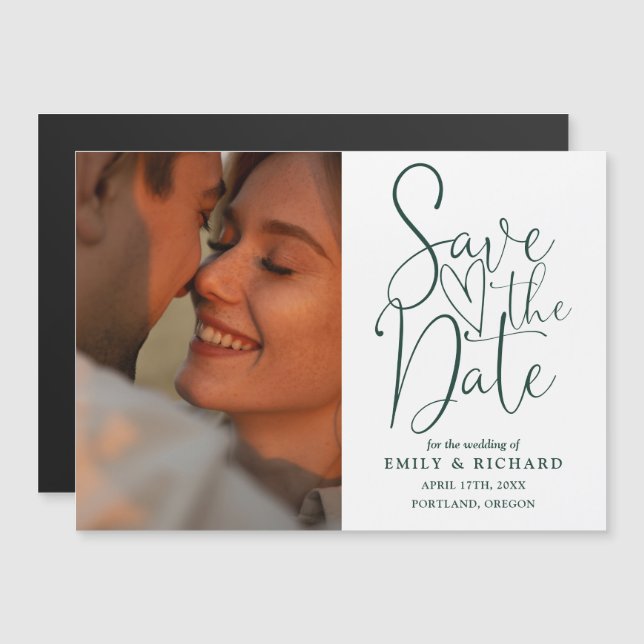 Convite Foto de casamento esmeralda verde Save The Date (Frente/Verso)