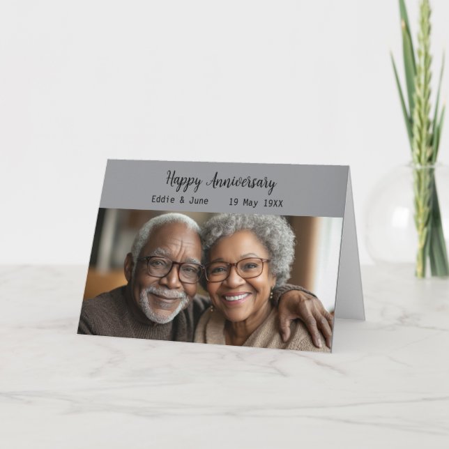 Convite Foto de Cinza de Carteira de Aniversário Dobrada (Frente)