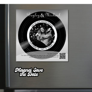 Convite Foto de Disco de Vinil Retrô para Casamento Save t