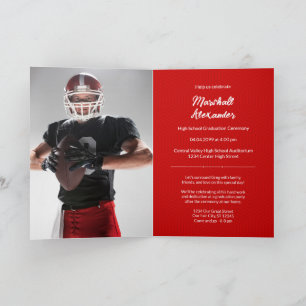 Convite Foto de Graduação Geométrica Vermelha