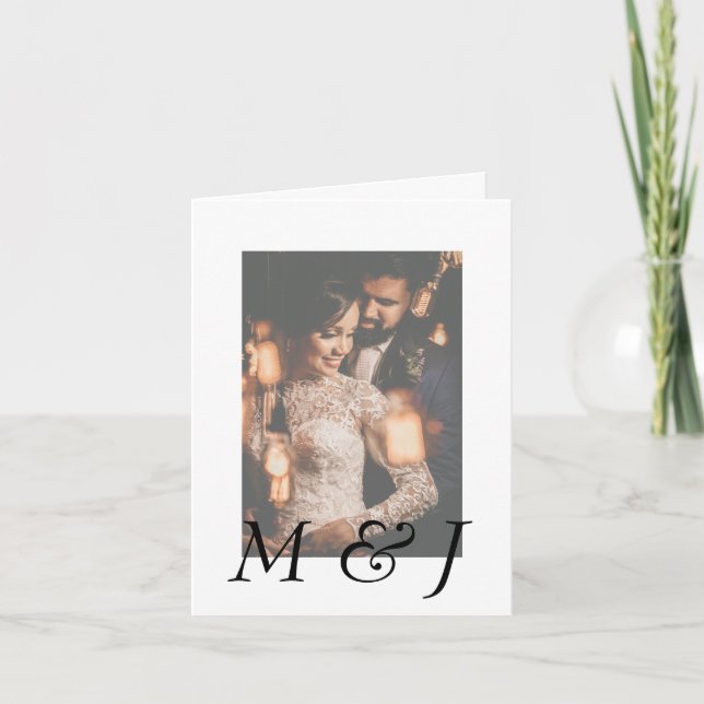 Convite Foto de Monograma Moderno e Casamento Dobrado Eleg (Frente)