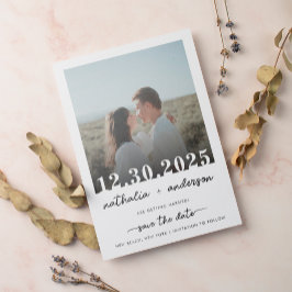 Convite Foto De Script Elegante Simples Para Salvar O Casa
