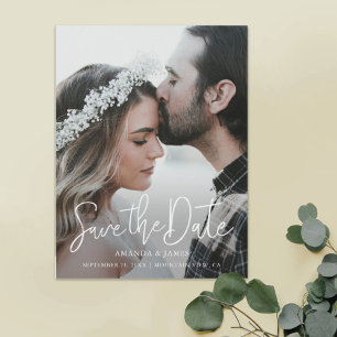 Convite Foto de Script Moderno Elegante Simples Salvar a D