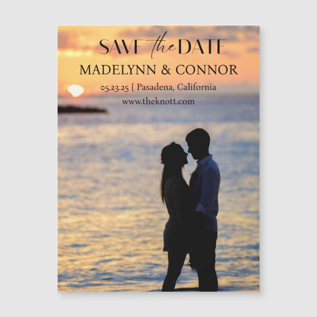 Convite Foto de script suave Salva a placa magnética de da (Frente)