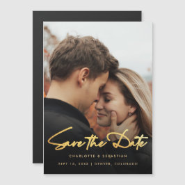 Convite Foto de Sobreposição de Script Dourado Salvar a Da