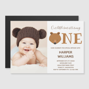 Convite Foto do Pequeno Urso Animal Primeiro Aniversário