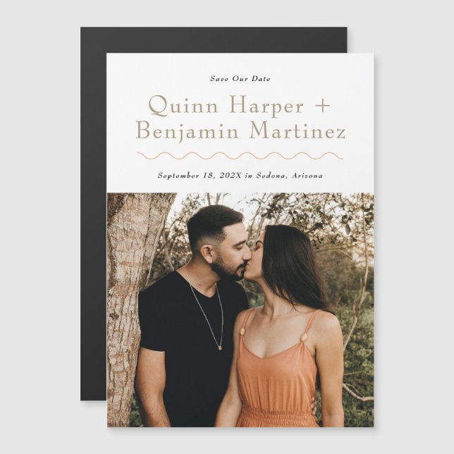 Convite Foto do Trendy Wave Salve a Data Magnética Card (Frente/Verso)