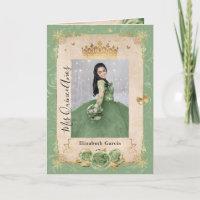 Foto Dourada Floral da Quinceañera Verde