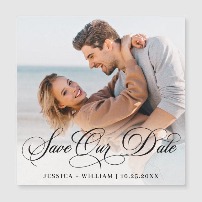 Convite Foto Elegante FOTO De Casamento Salva A Data (Frente)