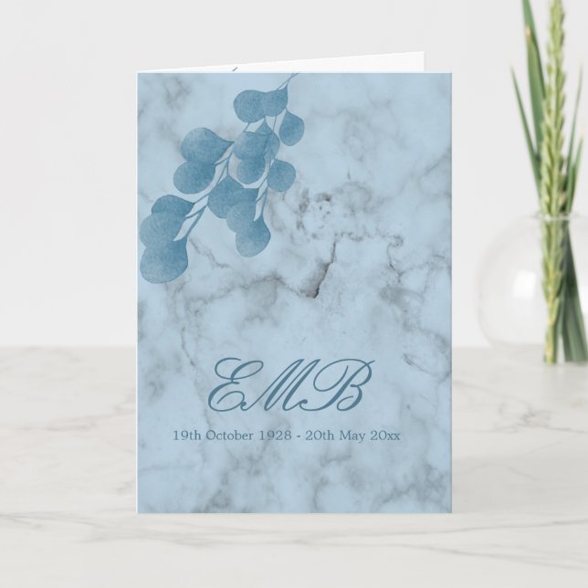 Convite Foto Funeral Azul Comemoração Eucalyptus Da Vida (Frente)