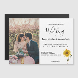 Convite Foto magnética floral de girassol russo Casamento