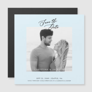 Convite Foto P&B Casamento Azul Gelo Save the Date