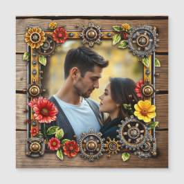 Convite Foto Personalizada Steampunk das Flores Vermelhas
